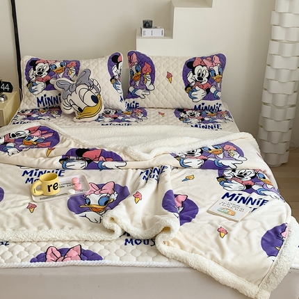 91家纺网 家纺一手货源 找家纺 灰鲸 2025新款加厚高克重牛奶绒夹棉床垫款毛毯套件 集美伙伴