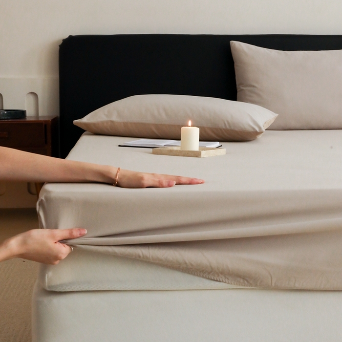 91家纺网 家纺一手货源 找家纺 （总）时光里 2023新款双拼纯色磨毛系列单品床笠