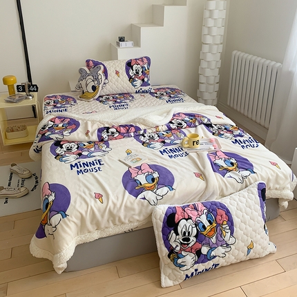 91家纺网 家纺一手货源 找家纺 灰鲸 2025新款AB面牛奶绒夹棉床笠款床垫毛毯套件 集美伙伴