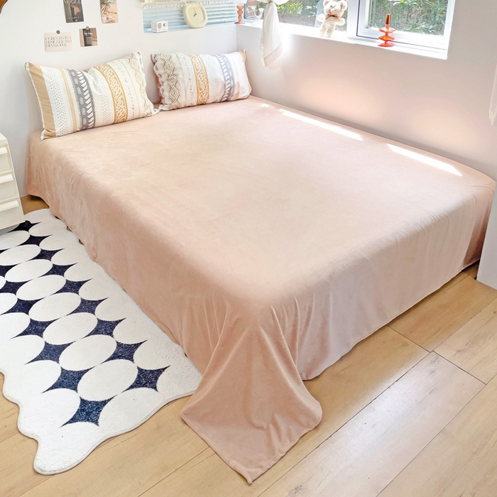 91家纺网 家纺一手货源 找家纺 盛馨家纺 2023新款棉加绒A版高支高密13372全棉加B版加厚宝宝绒牛奶绒床单床笠四件套 波西米亚