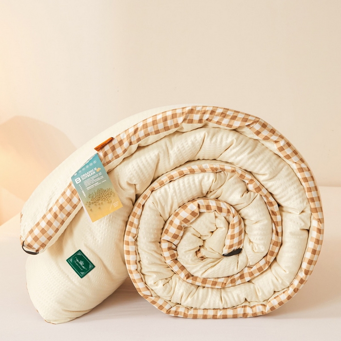 91家纺网 家纺一手货源 找家纺 卡派 2023新款泡泡纱立体无印风被芯冬被四季被 奶油白