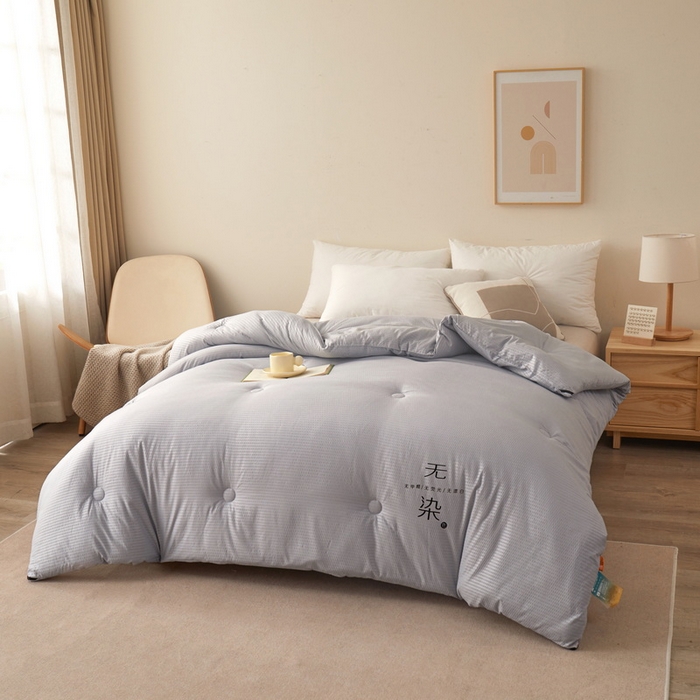 91家纺网 家纺一手货源 找家纺 卡派 2023新款泡泡纱 无染被芯冬被四季被 绅士灰