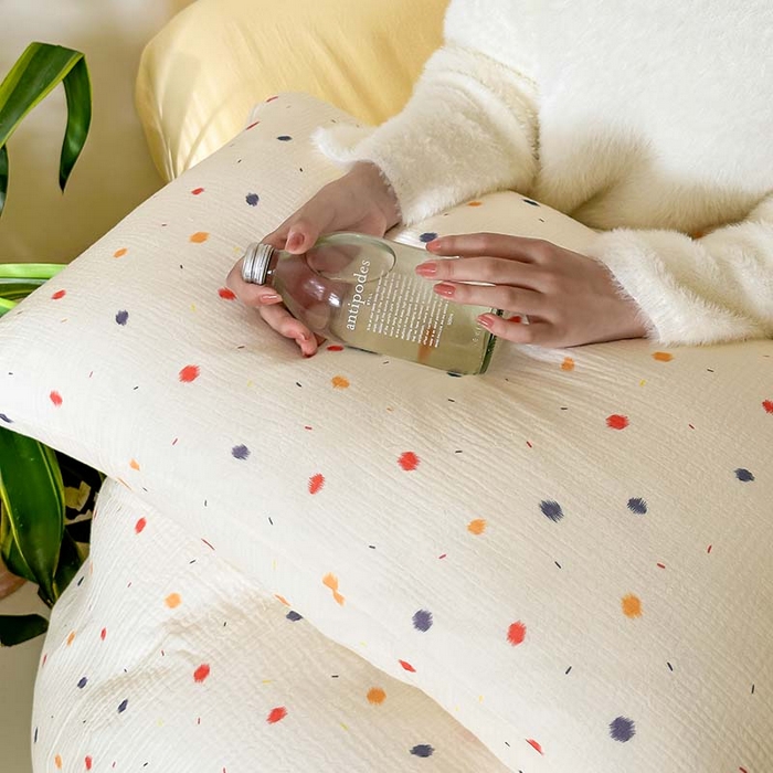 91家纺网 家纺一手货源 找家纺 山舍家居 2023新款全棉双层纱印花四件套 花火