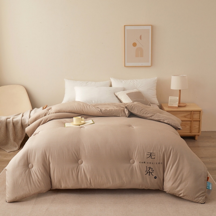 91家纺网 家纺一手货源 找家纺 卡派 2023新款泡泡纱 无染被芯冬被四季被 卡其