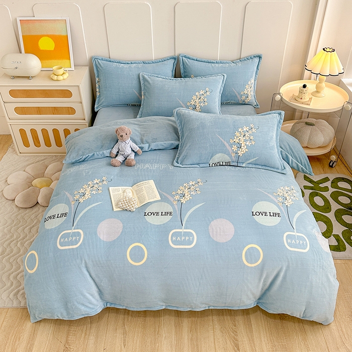 91家纺网 家纺一手货源 找家纺 家贝爱 2023新款加厚牛奶绒四件套 浪漫国度