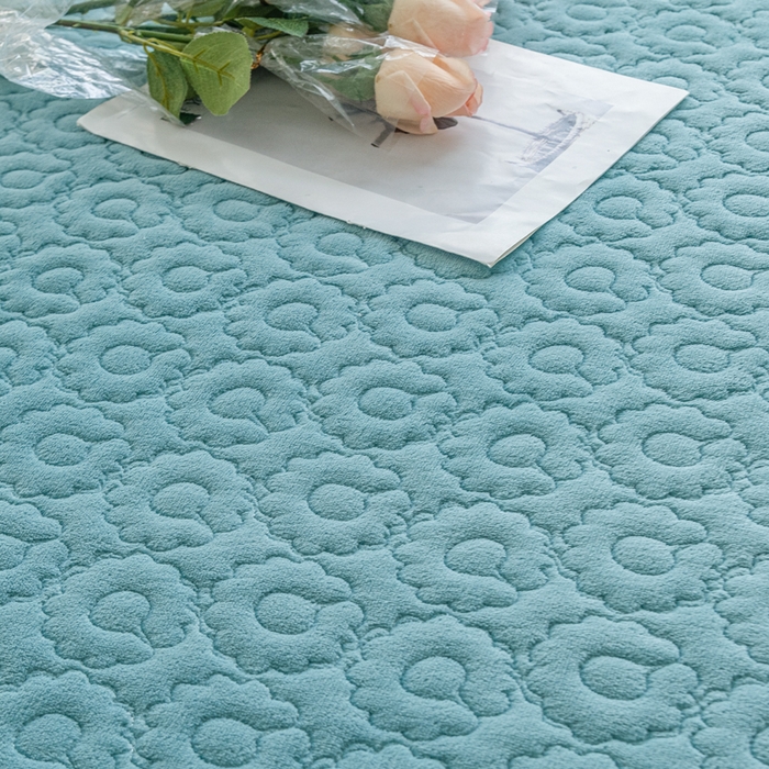 91家纺网 家纺一手货源 找家纺 乐嘉盈 2025新款纯色刺绣蕾丝边牛奶绒床盖款四件套 贵族蓝