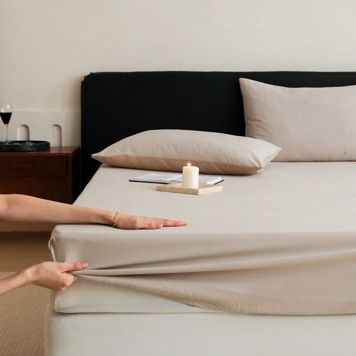 91家纺网 家纺一手货源 找家纺 （总）时光里 2023新款双拼纯色磨毛系列单品床笠