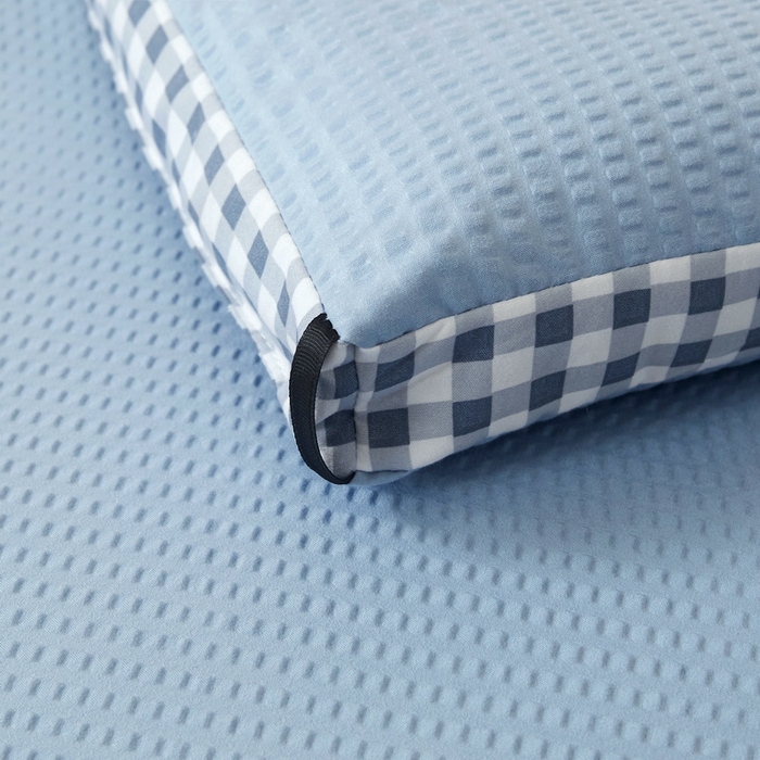 91家纺网 家纺一手货源 找家纺 卡派 2023新款泡泡纱立体无印风被芯冬被四季被 天空蓝