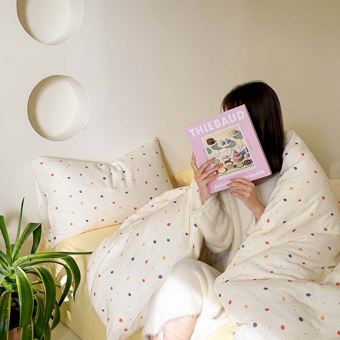 91家纺网 家纺一手货源 找家纺 山舍家居 2023新款全棉双层纱印花四件套 花火