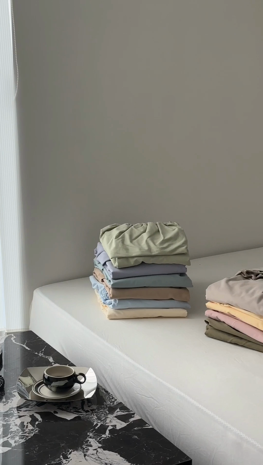 91家纺网 家纺一手货源 找家纺 （总）时光里 2023新款双拼纯色磨毛系列单品床笠