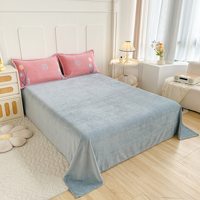 91家纺网 家纺一手货源 找家纺 家贝爱 2023新款加厚牛奶绒四件套 花开浪漫