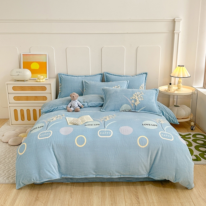 91家纺网 家纺一手货源 找家纺 家贝爱 2023新款加厚牛奶绒四件套 浪漫国度