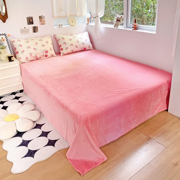 91家纺网 家纺一手货源 找家纺 盛馨家纺 2023新款棉加绒A版高支高密13372全棉加B版加厚宝宝绒牛奶绒床单床笠四件套 玫瑰庄园