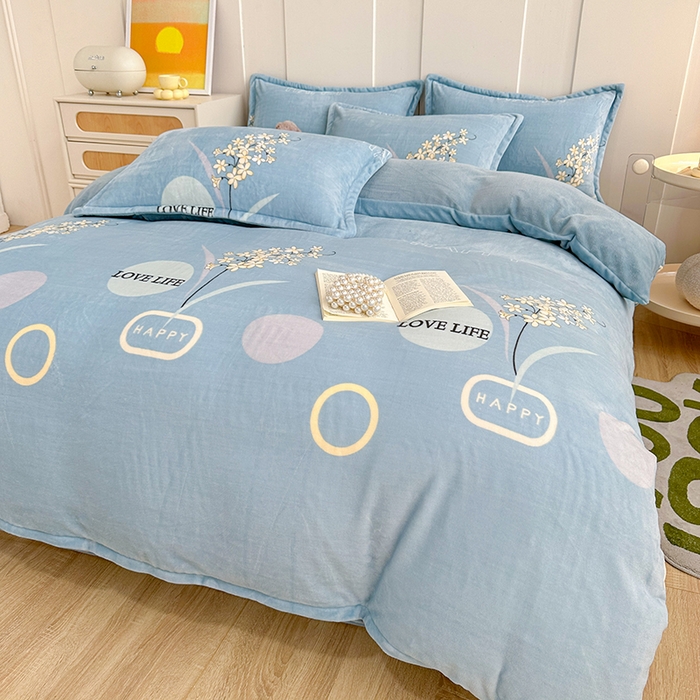 91家纺网 家纺一手货源 找家纺 家贝爱 2023新款加厚牛奶绒四件套 浪漫国度