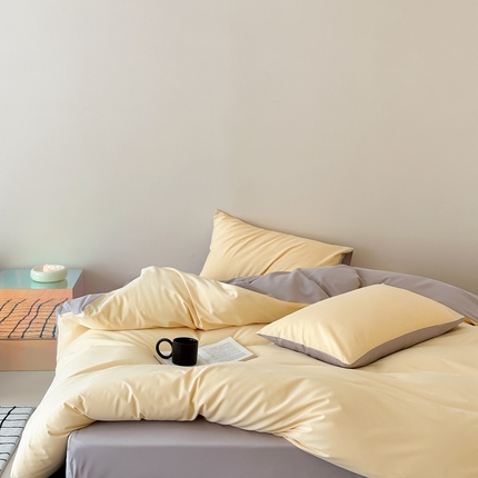 91家纺网 家纺一手货源 找家纺 （总）时光里 2023新款双拼纯色磨毛系列单品被套