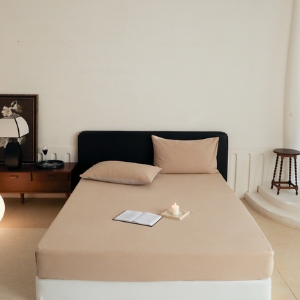 91家纺网 家纺一手货源 找家纺 （总）时光里 2023新款双拼纯色磨毛系列单品床笠