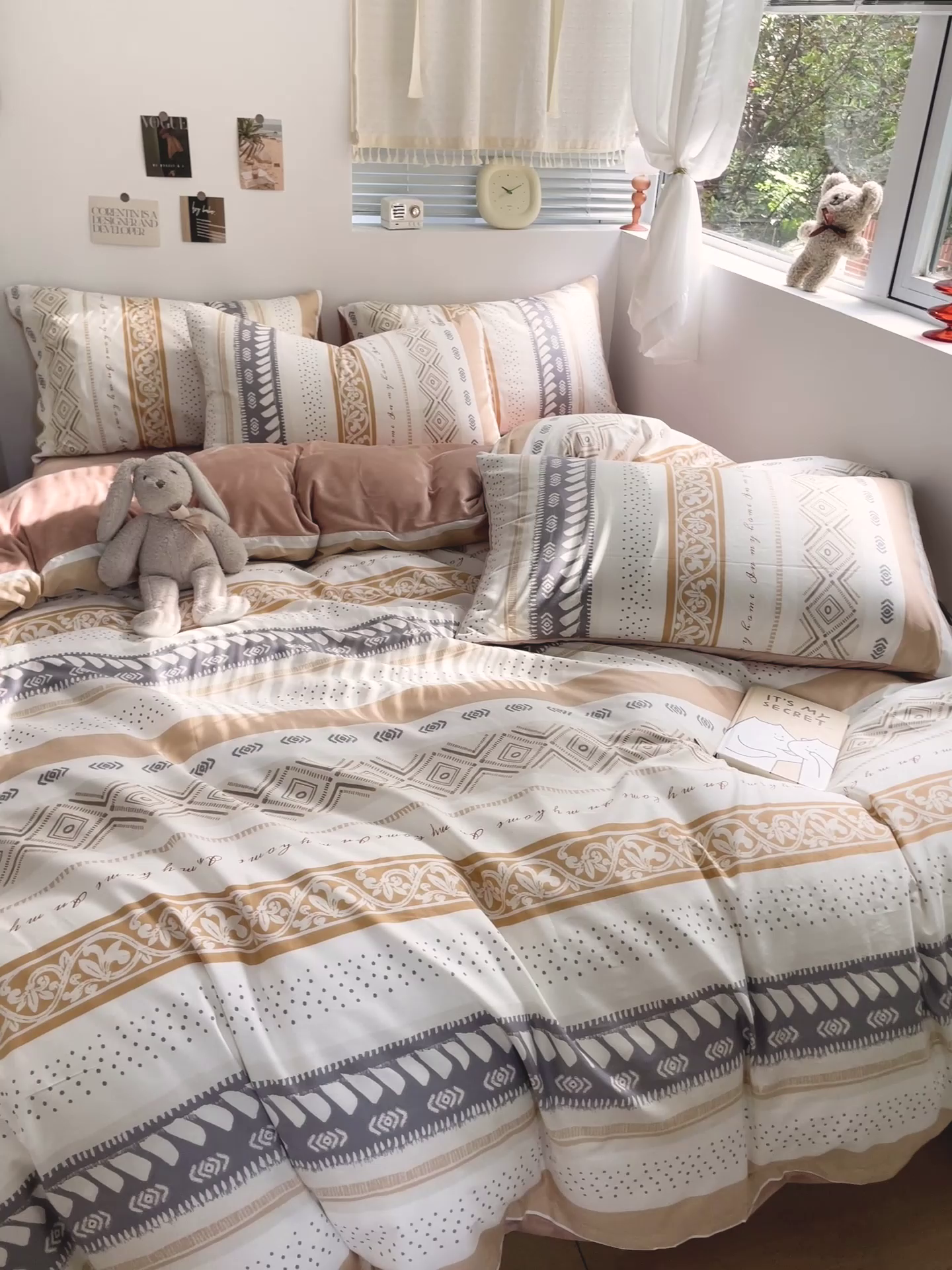 91家纺网 家纺一手货源 找家纺 盛馨家纺 2023新款棉加绒A版高支高密13372全棉加B版加厚宝宝绒牛奶绒床单床笠四件套 波西米亚