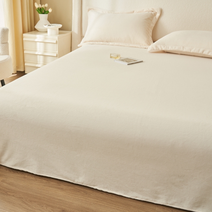 91家纺网 家纺一手货源 找家纺 艾佳 2025新款高克重加厚保暖牛奶绒床单 牛奶绒奶白
