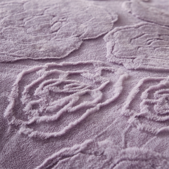 91家纺网 家纺一手货源 找家纺 凯轩毛毛毯毯子网销专供 23新款仿皮草提花毛毯毯子 恋爱紫