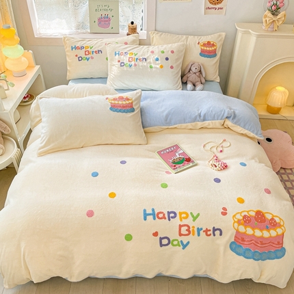 91家纺网 家纺一手货源 找家纺 （总）川悦生活 2023新款牛奶绒毛巾绣绣花四件套