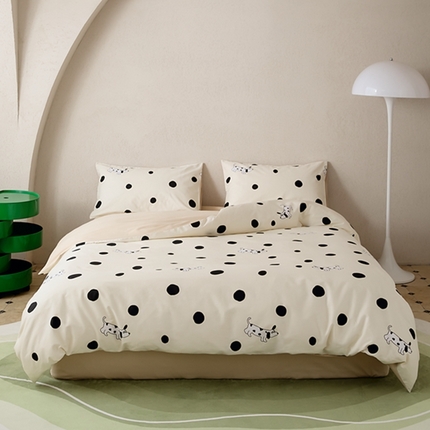 91家纺网 家纺一手货源 找家纺 原研家居 2023新款40支全棉13070印花四件套-野兽派系列 小花狗