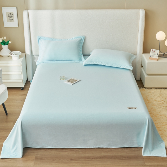 91家纺网 家纺一手货源 找家纺 艾佳 2025新款高克重加厚保暖牛奶绒床单 牛奶绒梦幻蓝