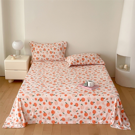 时光里 2023新款全消光加厚牛奶绒印花单品单床单 蜜桃