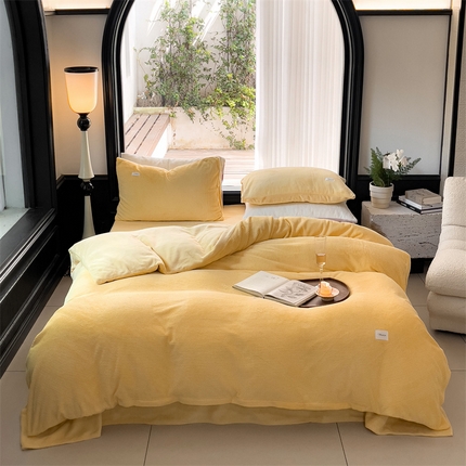 时光里 2023新款全消光华夫格绒-单被套 麦芽黄