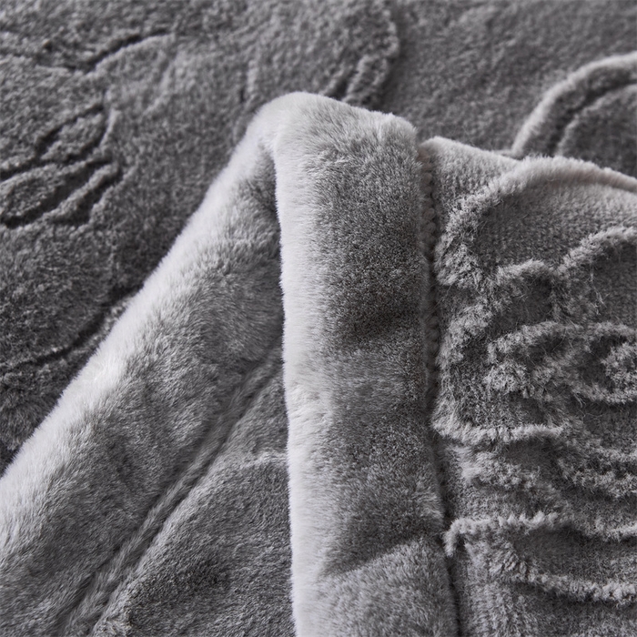 91家纺网 家纺一手货源 找家纺 凯轩毛毛毯毯子网销专供 23新款仿皮草提花毛毯毯子 恋爱灰