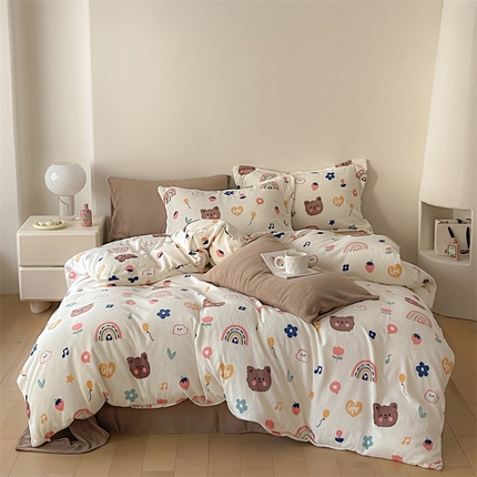 91家纺网 家纺一手货源 找家纺 （总）时光里 2023新款全消光加厚牛奶绒印花单被套