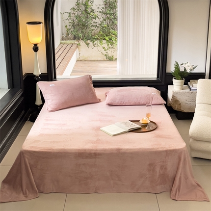 时光里 2023新款全消光华夫格绒-单床单 浪漫粉