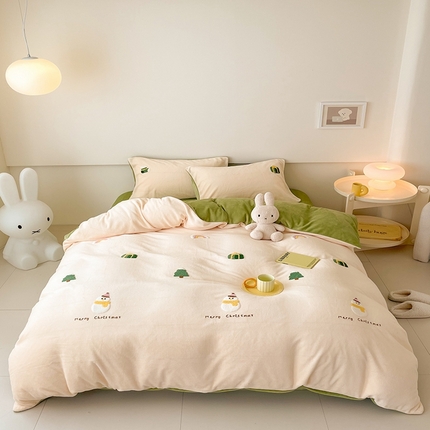 91家纺网 家纺一手货源 找家纺 （总）沐棉 2023新款高克重牛奶绒毛巾绣四件套