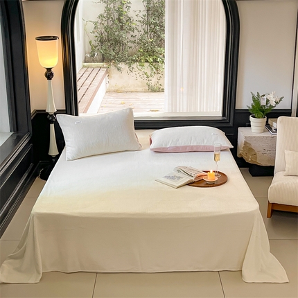 时光里 2023新款全消光华夫格绒-单床单 米月白