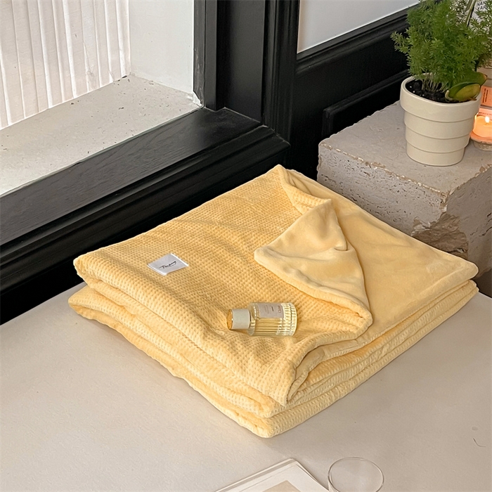 91家纺网 家纺一手货源 找家纺 时光里 2023新款全消光华夫格绒-单被套 麦芽黄