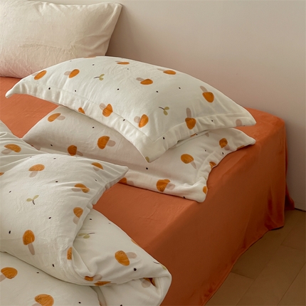 时光里 2023新款全消光加厚牛奶绒印花单品单枕套 小蘑菇