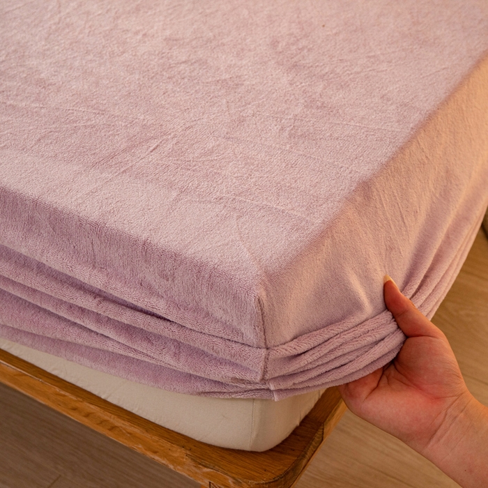 91家纺网 家纺一手货源 找家纺 好阁 2022新款200g牛奶绒单品床笠香芋紫