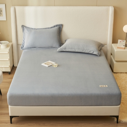 艾佳 2025新款高克重加厚保暖牛奶绒床笠 牛奶绒灰