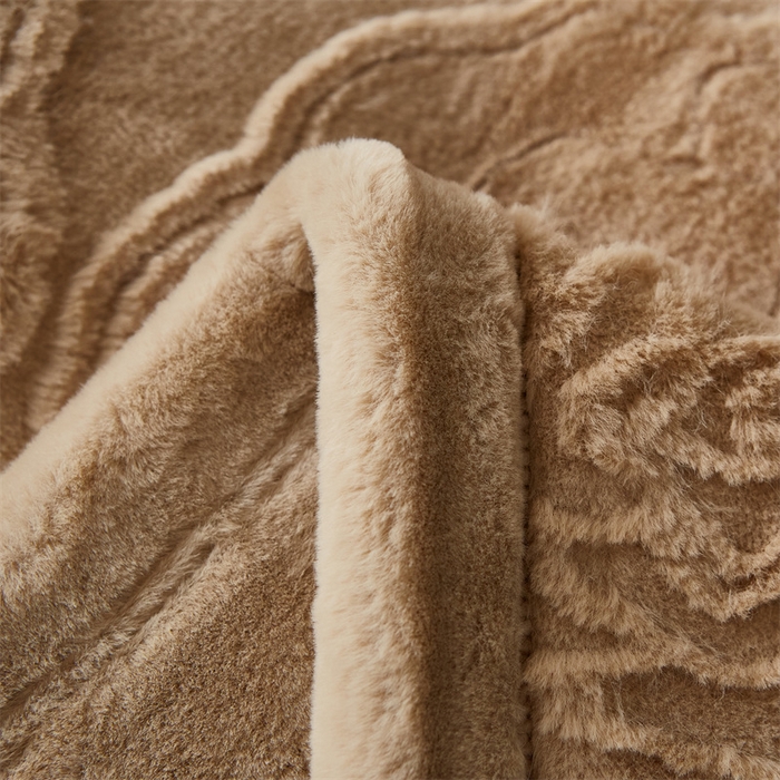 91家纺网 家纺一手货源 找家纺 凯轩毛毛毯毯子网销专供 23新款仿皮草提花毛毯毯子 恋爱驼