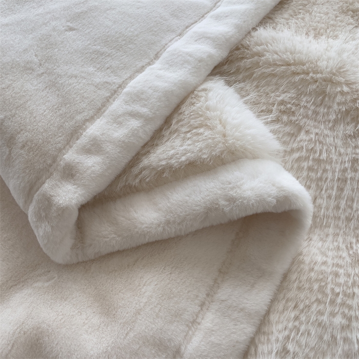 91家纺网 家纺一手货源 找家纺 凯轩毛毛毯毯子网销专供 2024新款公主貂仿皮草毛毯毯子终版 米白