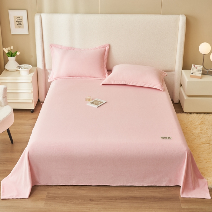 91家纺网 家纺一手货源 找家纺 艾佳 2025新款高克重加厚保暖牛奶绒床单 牛奶绒粉