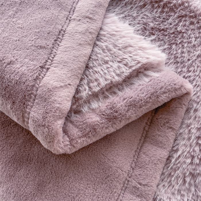 91家纺网 家纺一手货源 找家纺 凯轩毛毛毯毯子网销专供 2024新款公主貂仿皮草毛毯毯子终版 香芋紫