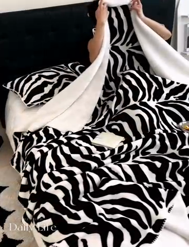 91家纺网 家纺一手货源 找家纺 艾佳 2025新款高克重加厚牛奶绒毛毯系列 毛毯斑马纹