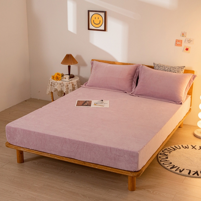 91家纺网 家纺一手货源 找家纺 好阁 2022新款200g牛奶绒单品床笠香芋紫