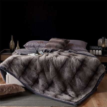凯轩毛毛毯毯子网销专供 23新款芭莎仿毛皮毛毯毯子 虎皮灰