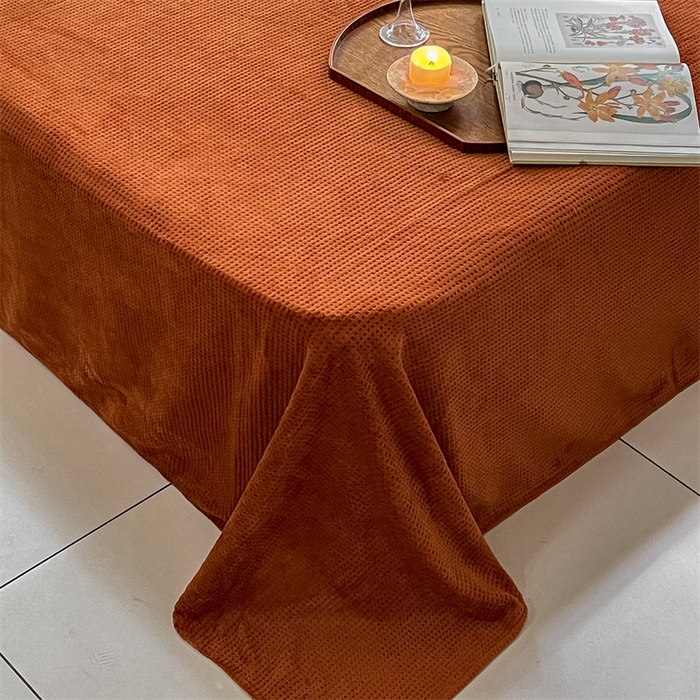 91家纺网 家纺一手货源 找家纺 时光里 2023新款全消光华夫格绒-单床单 焦糖