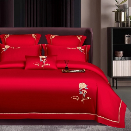 91家纺网 家纺一手货源 找家纺 皇潮婚庆馆 新款100支长绒棉婚庆套件 悦