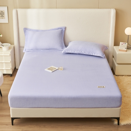 91家纺网 家纺一手货源 找家纺 艾佳 2025新款高克重加厚保暖牛奶绒床笠 牛奶绒紫