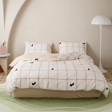 原研家居 2023新款40支全棉13070印花四件套-野兽派系列 黑乖