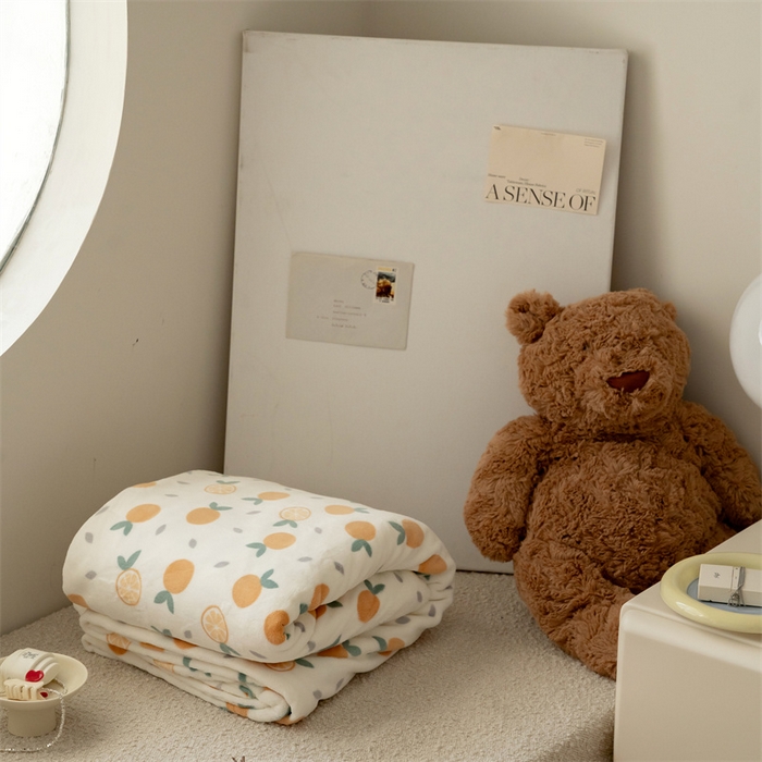 91家纺网 家纺一手货源 找家纺 时光里 2023新款全消光加厚牛奶绒印花单被套 小橘子