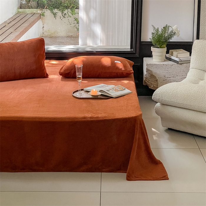 91家纺网 家纺一手货源 找家纺 时光里 2023新款全消光华夫格绒-单床单 焦糖